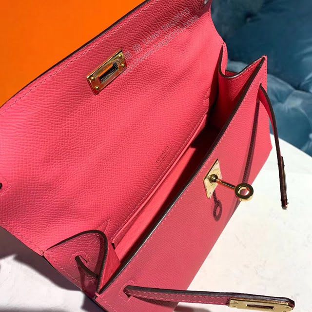 Hermes女包 愛馬仕Kelly pochette一代手包 原廠epsom皮 唇膏粉/金扣 手工蠟線 Hermes手提女包  am1728